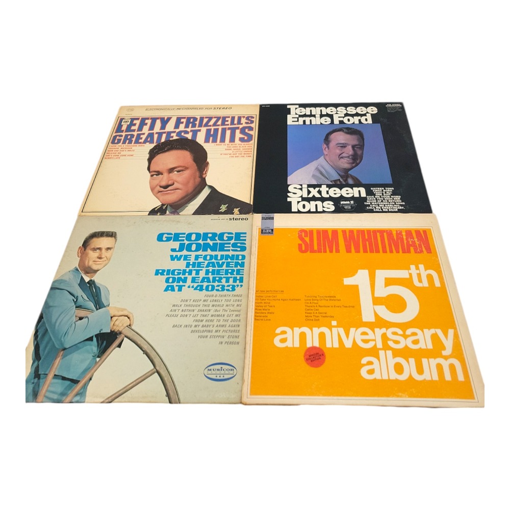 Vintage Lefty Frizzell Tennessee Ernie Ford Slim Whitman George Jones 4 Vinyl LP